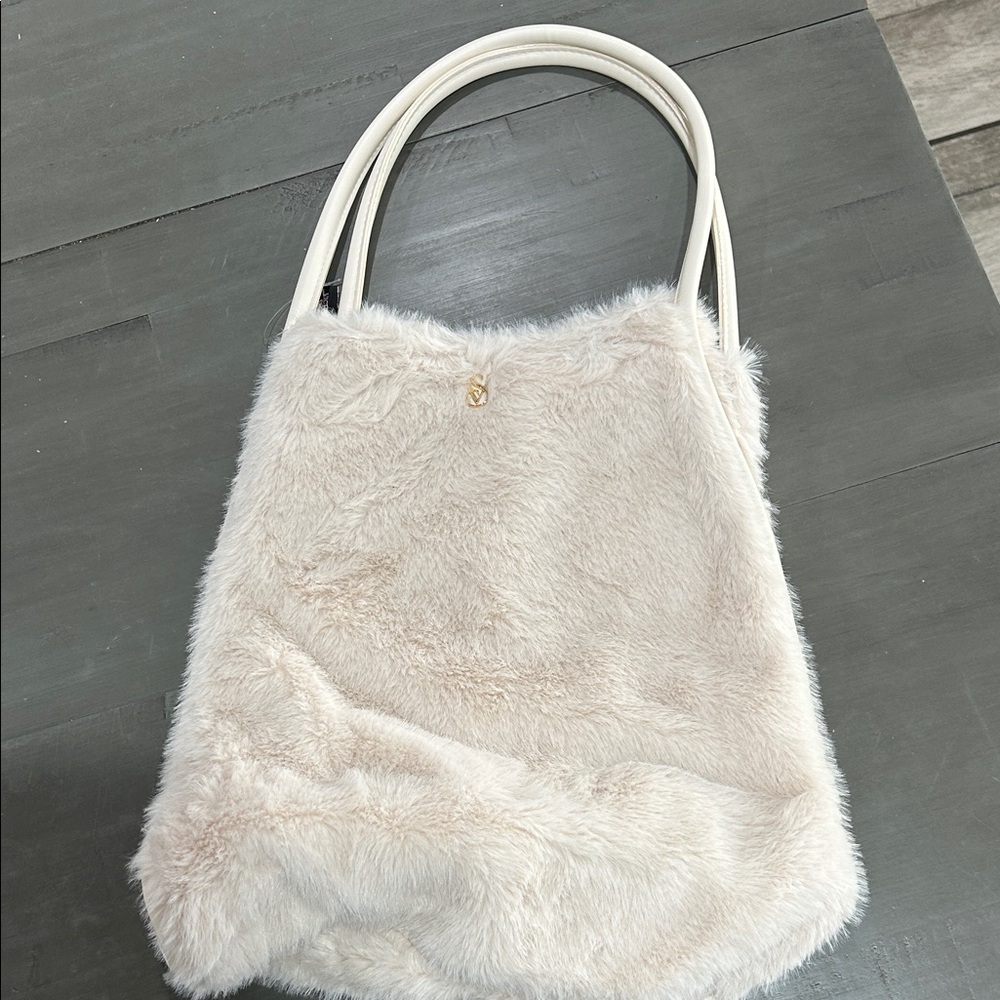 Victoria's Secret Cream Faux Fur Shoulder Bag